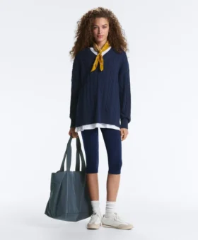 100% Cotton Cable Knit V-Neck Jumper
