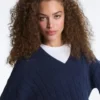 100% Cotton Cable Knit V-Neck Jumper 100% Cotton Cable Knit V-Neck Jumper