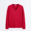 100% Cotton Cable Knit V-Neck Jumper 100% Cotton Cable Knit V-Neck Jumper
