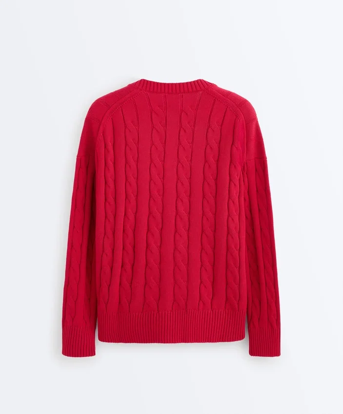 100% Cotton Cable Knit V-Neck Jumper 100% Cotton Cable Knit V-Neck Jumper