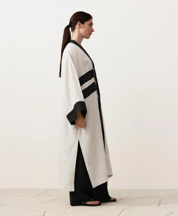 100% Linen Contrast Kaftan 100% Linen Contrast Kaftan