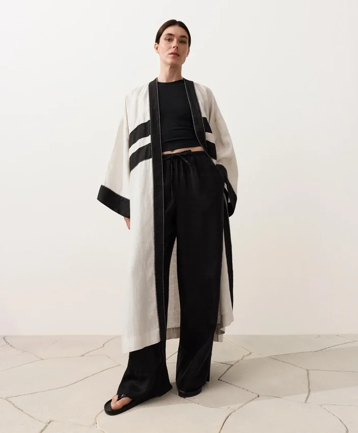 100% Linen Contrast Kaftan 100% Linen Contrast Kaftan