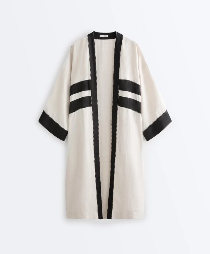 100% Linen Contrast Kaftan 100% Linen Contrast Kaftan