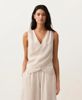 100% Linen Crossover Top