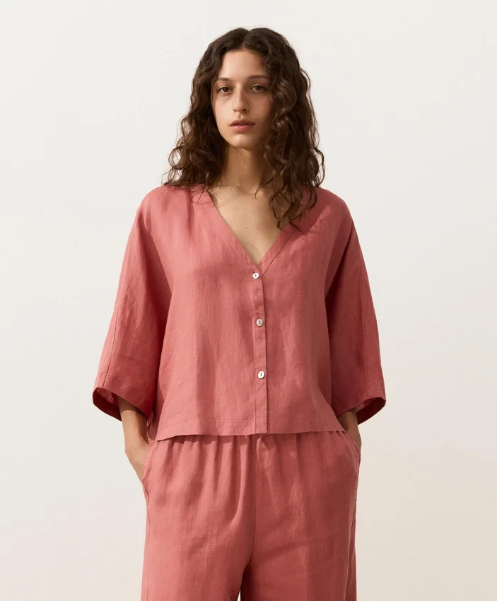100% Linen Short-Sleeve Shirt 100% Linen Short-Sleeve Shirt