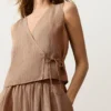 100% Linen Square Neck Crossover Tie Top 100% Linen Square Neck Crossover Tie Top