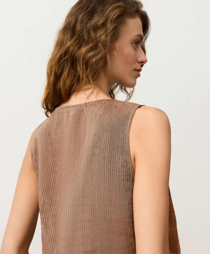 100% Linen Square Neck Crossover Tie Top 100% Linen Square Neck Crossover Tie Top