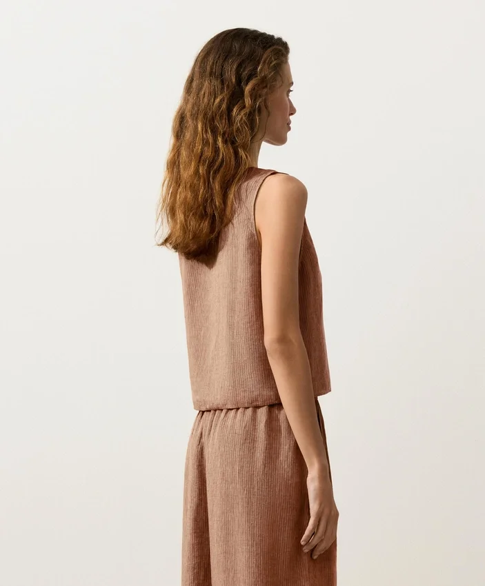 100% Linen Square Neck Crossover Tie Top 100% Linen Square Neck Crossover Tie Top
