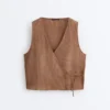 100% Linen Square Neck Crossover Tie Top 100% Linen Square Neck Crossover Tie Top