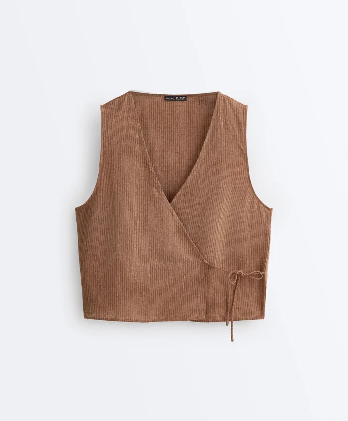 100% Linen Square Neck Crossover Tie Top 100% Linen Square Neck Crossover Tie Top