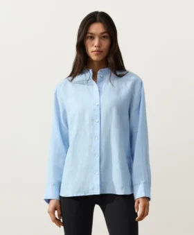 100% Linen Stand-Up Collar Shirt