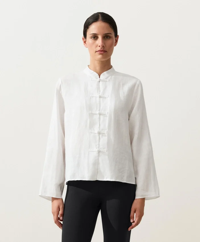 100% Linen Stand-Up Collar Shirt 100% Linen Stand-Up Collar Shirt