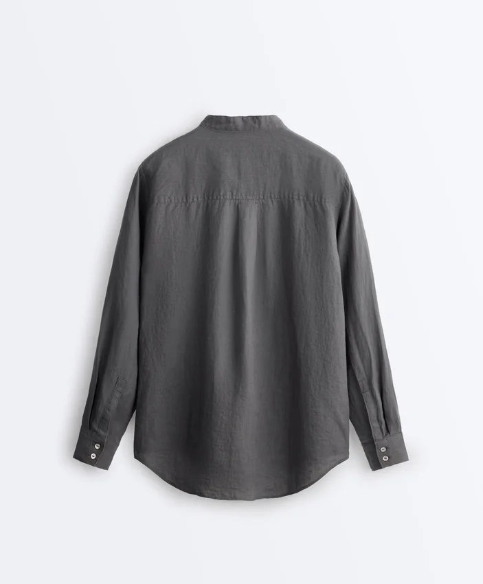 100% Linen Stand-Up Collar Shirt 100% Linen Stand-Up Collar Shirt
