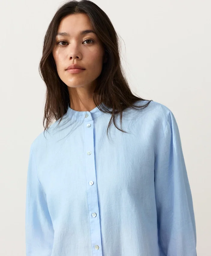 100% Linen Stand-Up Collar Shirt 100% Linen Stand-Up Collar Shirt