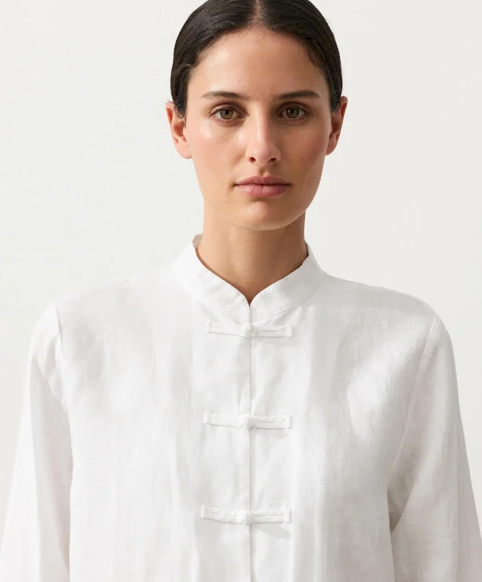 100% Linen Stand-Up Collar Shirt 100% Linen Stand-Up Collar Shirt