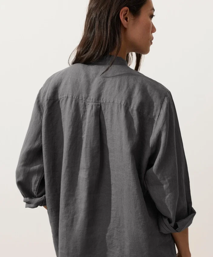 100% Linen Stand-Up Collar Shirt 100% Linen Stand-Up Collar Shirt