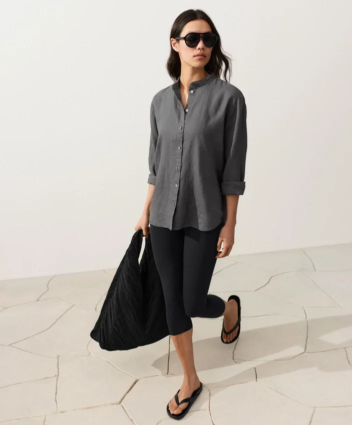 100% Linen Stand-Up Collar Shirt 100% Linen Stand-Up Collar Shirt