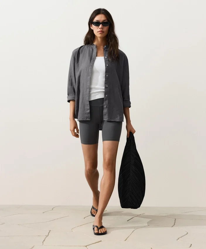 100% Linen Stand-Up Collar Shirt 100% Linen Stand-Up Collar Shirt