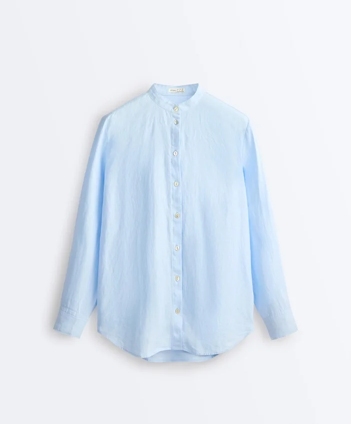 100% Linen Stand-Up Collar Shirt 100% Linen Stand-Up Collar Shirt
