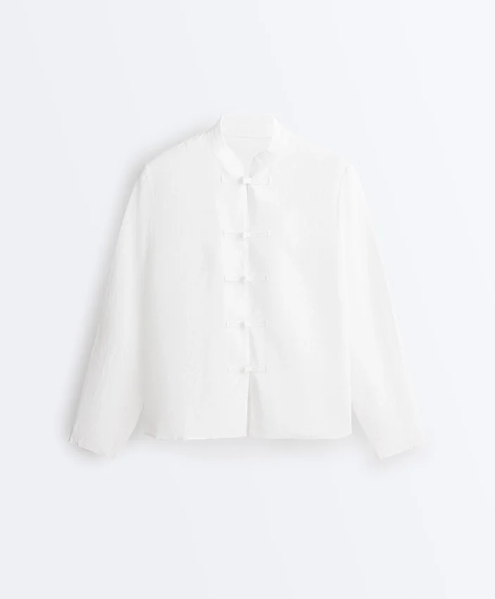 100% Linen Stand-Up Collar Shirt 100% Linen Stand-Up Collar Shirt