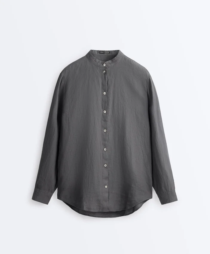 100% Linen Stand-Up Collar Shirt 100% Linen Stand-Up Collar Shirt