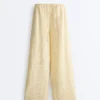 100% Linen Straight-Leg Print Stripe Trousers 100% Linen Straight-Leg Print Stripe Trousers
