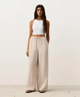 100% Linen Straight-Leg Trousers