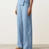 100% Linen Straight-Leg Trousers with Turn-Up Waist 100% Linen Straight-Leg Trousers with Turn-Up Waist
