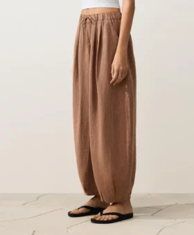 100% Linen Striped Balloon Trousers