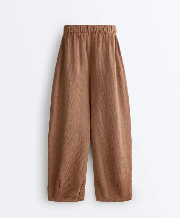 100% Linen Striped Balloon Trousers 100% Linen Striped Balloon Trousers