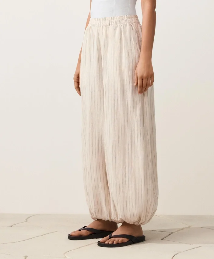 100% Linen Striped Bloomer Trousers 100% Linen Striped Bloomer Trousers