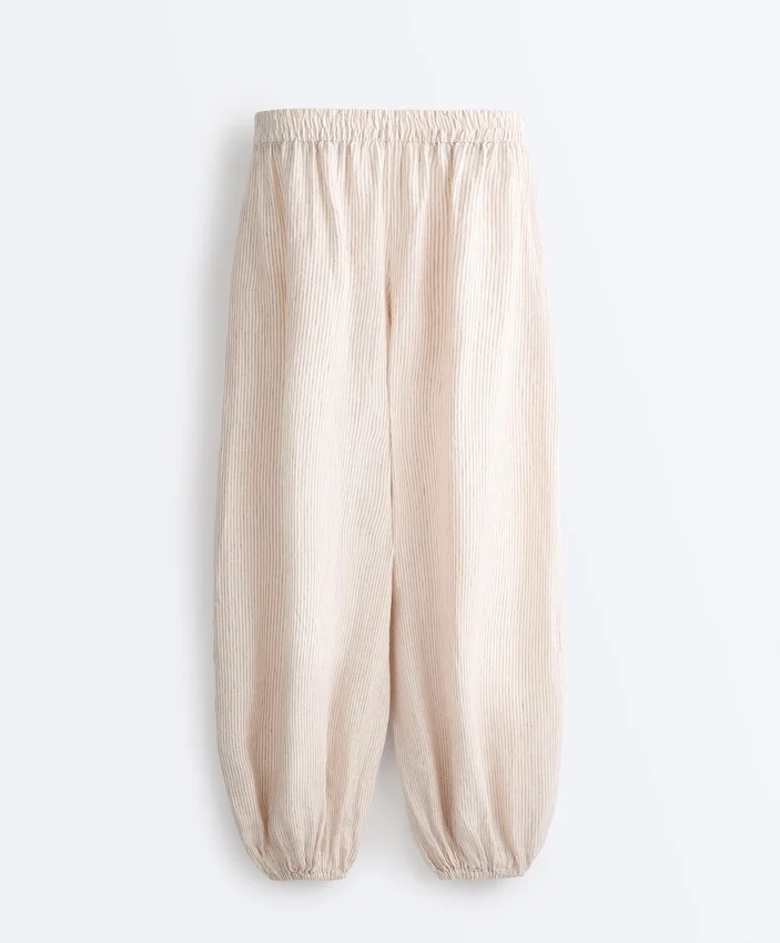 100% Linen Striped Bloomer Trousers 100% Linen Striped Bloomer Trousers