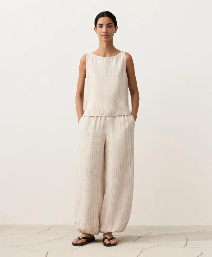 100% Linen Striped Square Top 100% Linen Striped Square Top