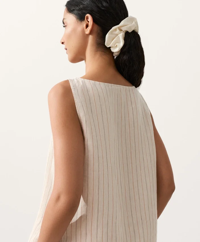 100% Linen Striped Square Top 100% Linen Striped Square Top