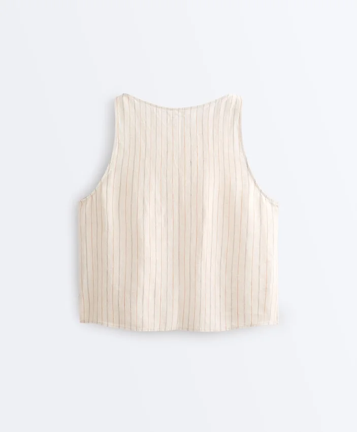 100% Linen Striped Square Top 100% Linen Striped Square Top