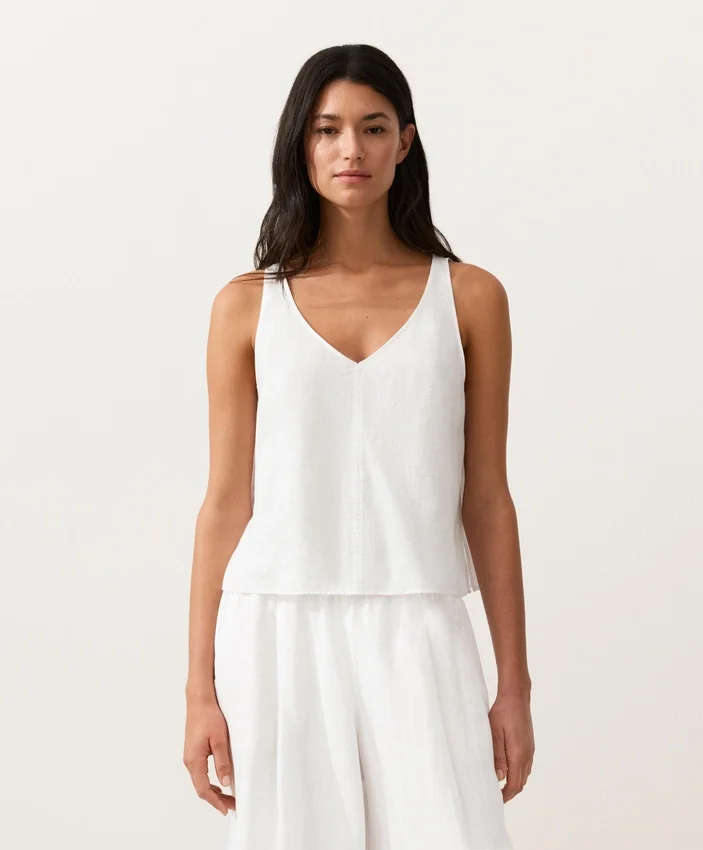 100% Linen V-Neck Strap Top 100% Linen V-Neck Strap Top