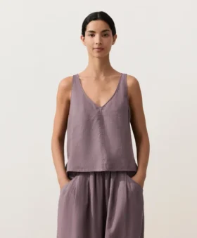 100% Linen V-Neck Strap Top