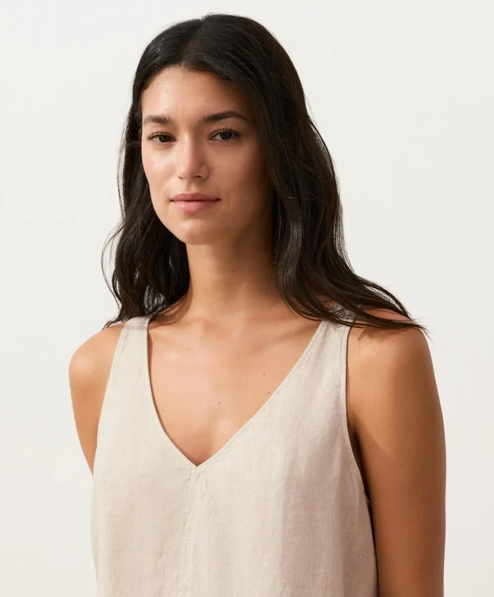 100% Linen V-Neck Strap Top 100% Linen V-Neck Strap Top
