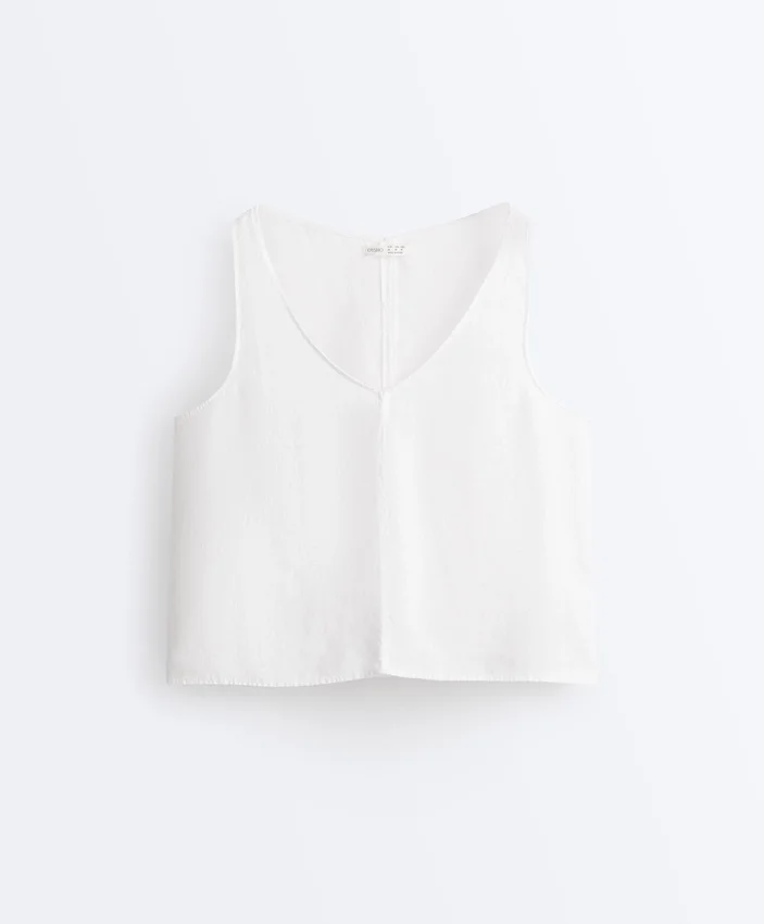 100% Linen V-Neck Strap Top 100% Linen V-Neck Strap Top