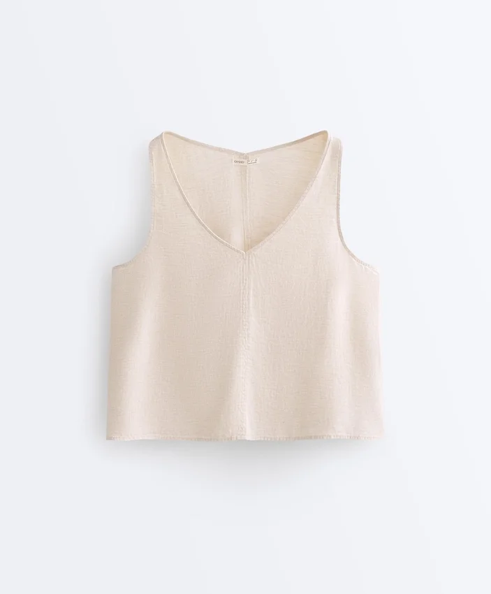 100% Linen V-Neck Strap Top 100% Linen V-Neck Strap Top