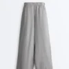 100% Linen Wide-Leg Striped Trousers 100% Linen Wide-Leg Striped Trousers