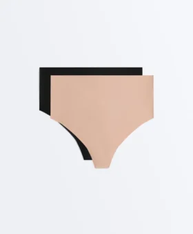 2 Invisible Polyamide Blend Medium-Support High-Rise Thongs