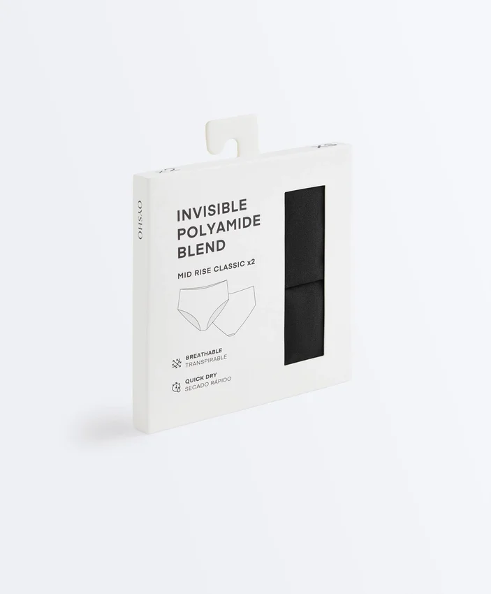 2 Invisible Polyamide Blend Mid-Rise Classic Briefs 2 Invisible Polyamide Blend Mid-Rise Classic Briefs