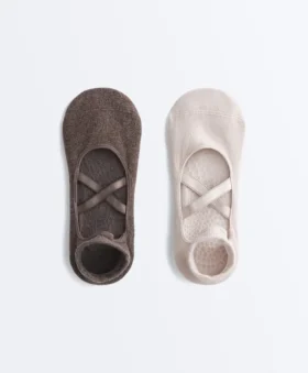 2-Pack Cotton Blend Yoga & Pilates Socks with Crossover Straps