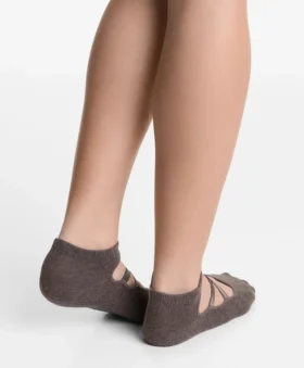 2-Pack Cotton Blend Yoga & Pilates Socks with Crossover Straps