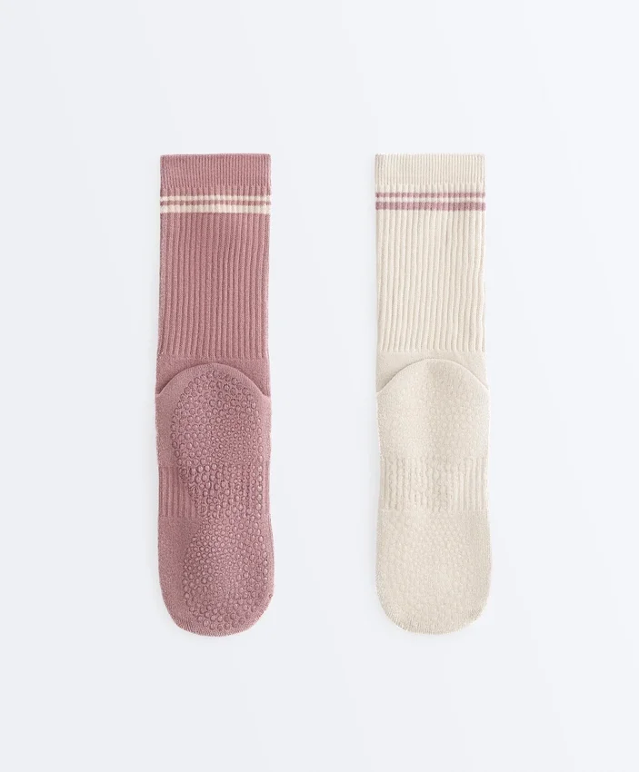 2 Pairs of Classic Cotton Blend Yoga and Pilates Socks 2 Pairs of Classic Cotton Blend Yoga and Pilates Socks