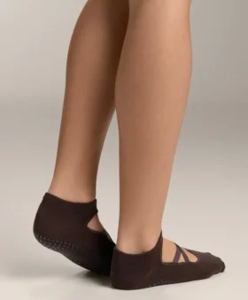 2 Pairs of Cotton Blend Crossover Strap Yoga and Pilates Socks
