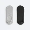 2 Pairs of High-Cut Ribbed Cotton Blend Invisible Socks 2 Pairs of High-Cut Ribbed Cotton Blend Invisible Socks