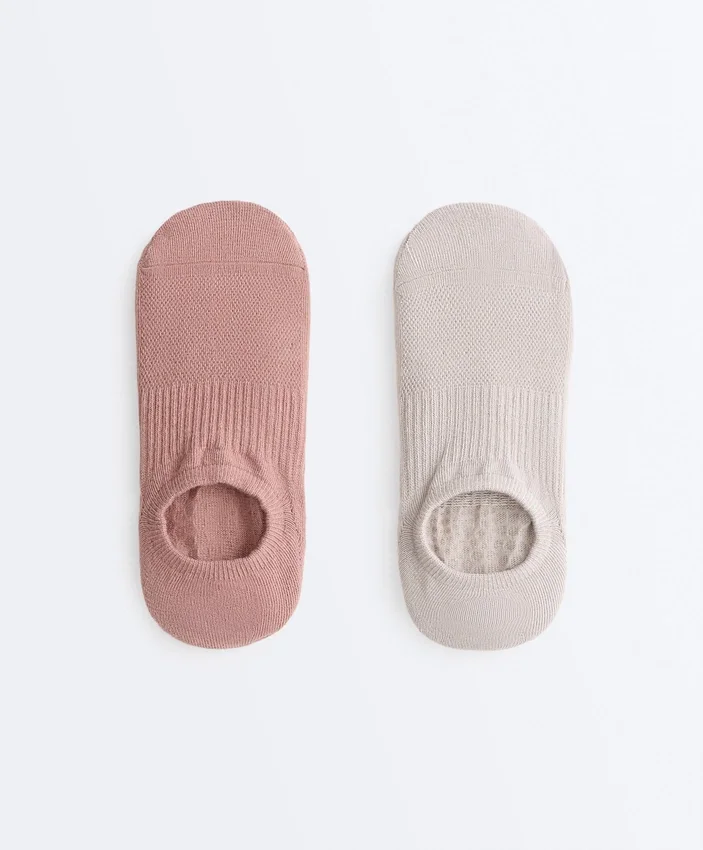 2 Pairs of Invisible Cotton Blend Yoga and Pilates Socks 2 Pairs of Invisible Cotton Blend Yoga and Pilates Socks