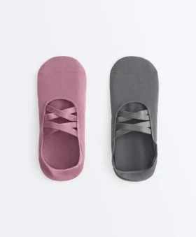 2 Pairs of Invisible Polyamide Blend Yoga and Pilates Socks with Double Straps 2 Pairs of Invisible Polyamide Blend Yoga and Pilates Socks with Double Straps